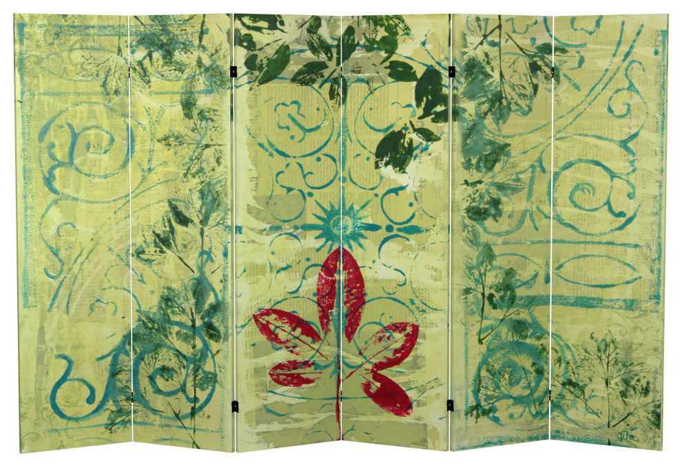 5 1/4' Garden Gate Canvas Room Divider 6 Panel