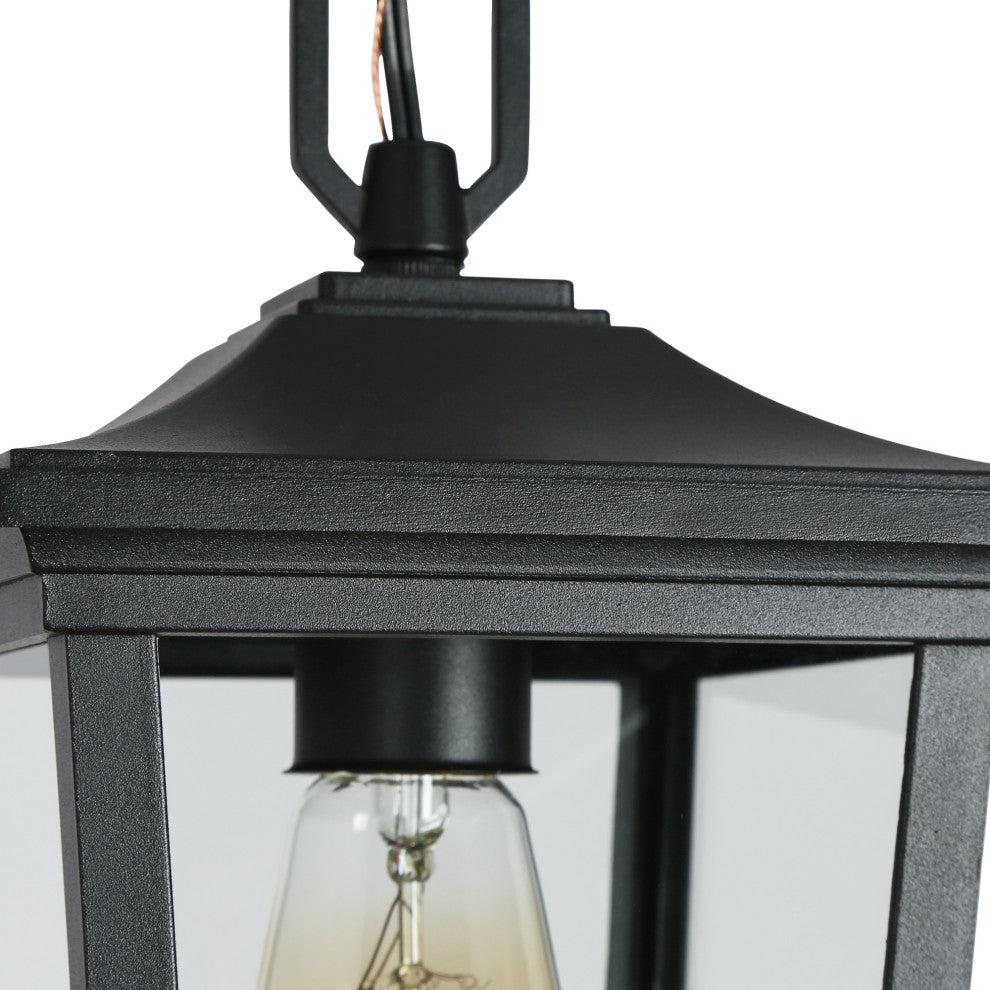LNC 1-Light Matte Black Square Outdoor Pendant Light
