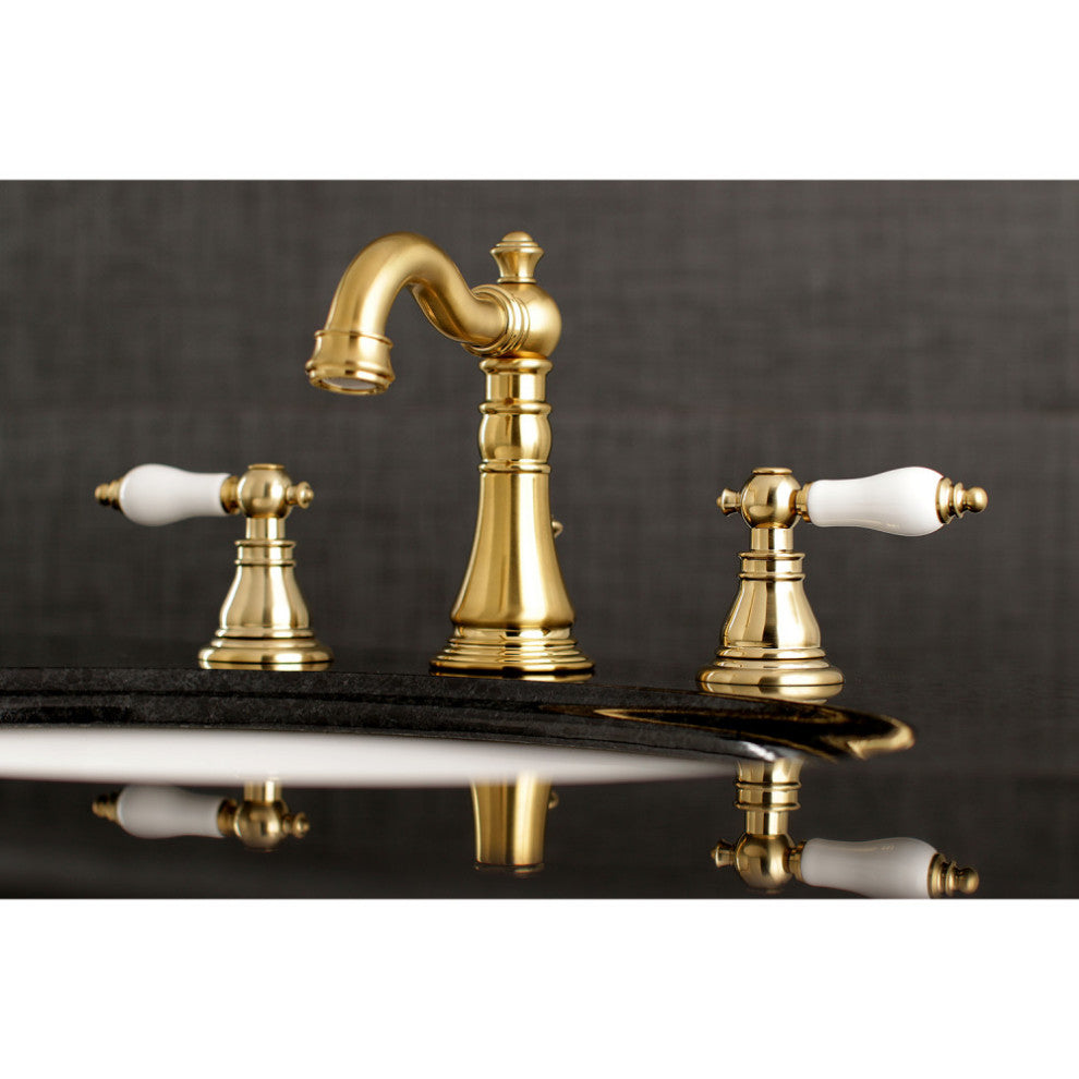 Fauceture Widespread Bathroom Faucet With Retail Pop-Up, Brushed Brass