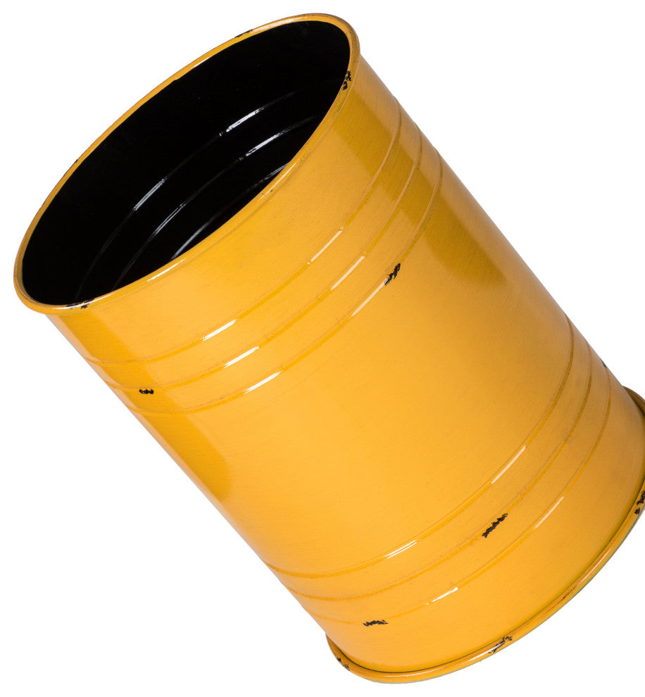 Farmhouse Metal With Solid Wood Seat Storage Stool, Set of 2, Yellow