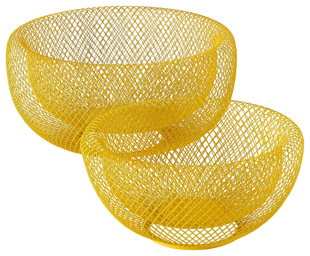 Pop Yellow 2-Piece Metal-Mesh Bowl Set
