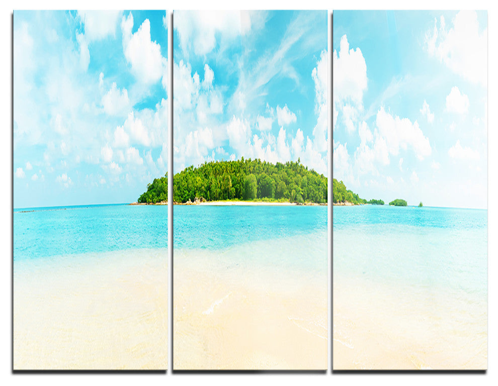 "Tropical Island Panorama" Photography Glossy Metal Wall Art, 3 Panels, 36"x28"