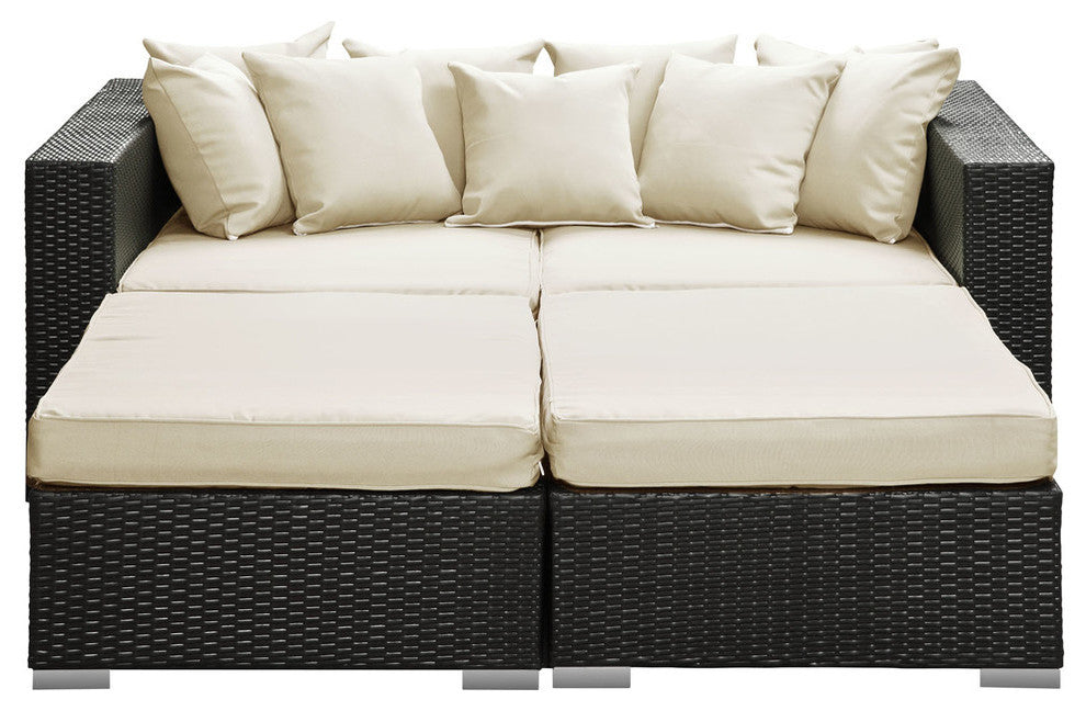 Modern Contemporary Outdoor Patio Rattan and Wicker 4-Piece SetSofa White