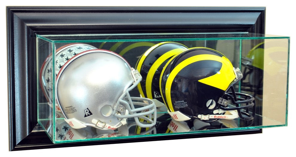 Wall Mounted Double Mini Helmet Display Case, Black