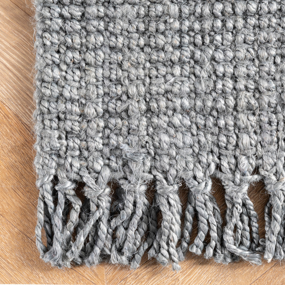 Nuloom Hand Woven Maui Chunky Loop Rug, Grey 5'x7'6"