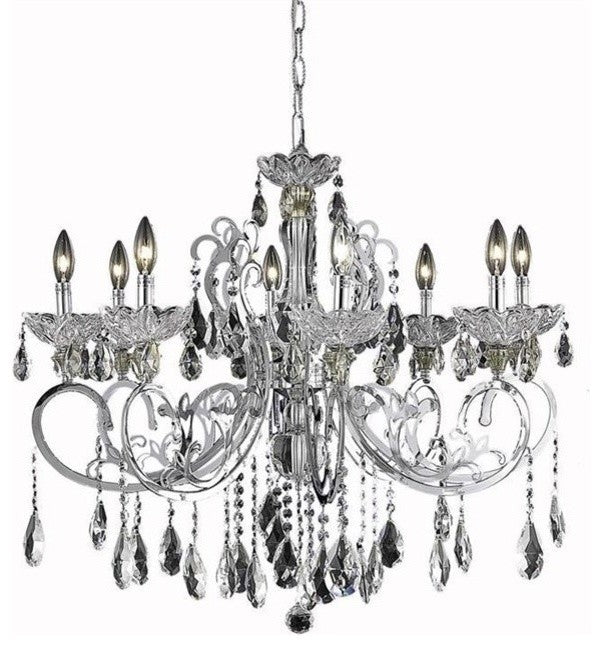 Elegant Aria Dining Room Light, Chrome Finish With Royal Cut Crystal