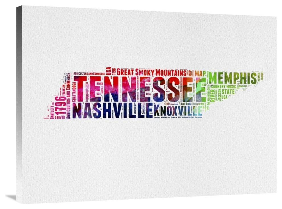 "Tennessee Watercolor Word Cloud" Fine Art Print