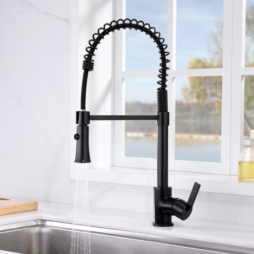 Luxier KTS13-T Single-Handle Pull-Down Sprayer Kitchen Faucet, Oil Rubbed Bronze