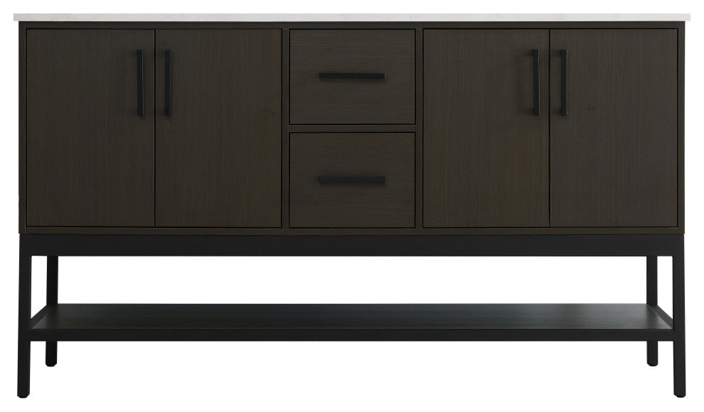 Home Living 60" Double Bathroom Vanity, Mocha Brown