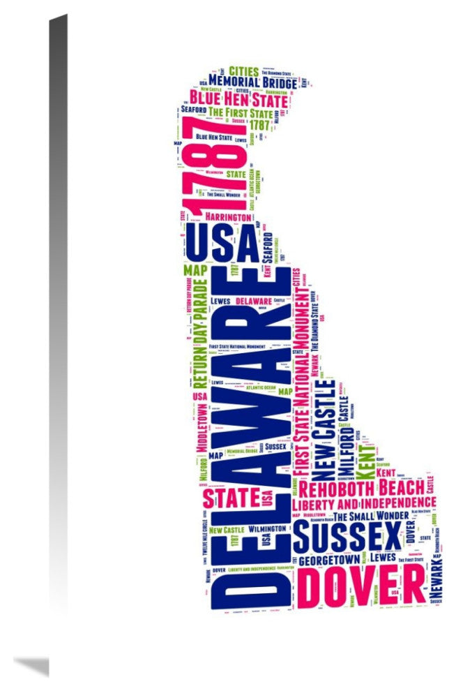"Delaware Word Cloud Map" Fine Art Print