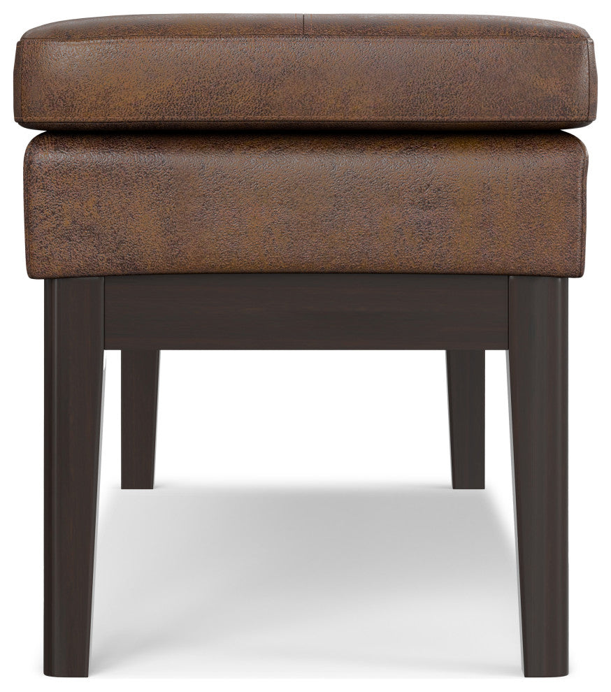 Carlson SOLID HARDWOOD Ottoman Bench, Distressed Chestnut Brown