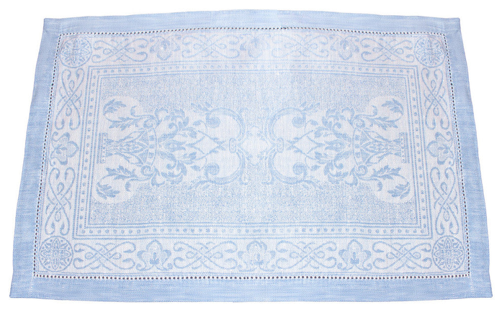 French Home Linen Set of 6 Astra Placemats Ivory and Light Blue