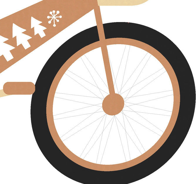 Merry Bird Bike Holiday Geometric Print Kitchen Towel, Gold