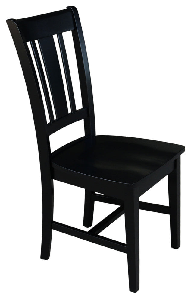 Set of Two San Remo Slat Back Chairs, Black