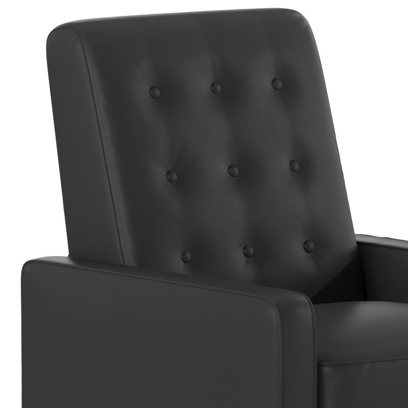 Ezra Upholstered Button Tufted Pushback Recliner, Black