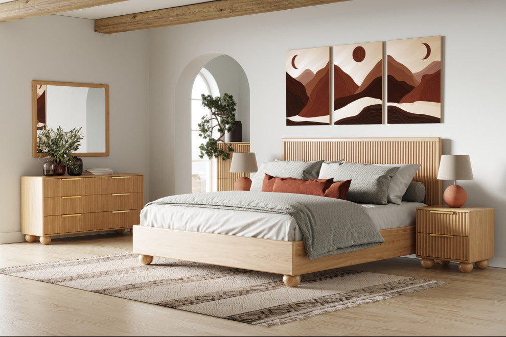 Modrest Winters Modern Natural Oak Bed, Queen
