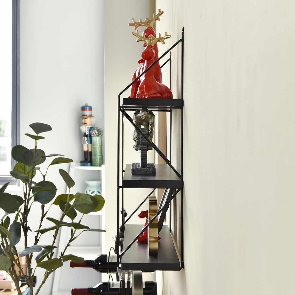 3-Tier Display Wall Shelf Storage Rack Wall Rack Holder Rack, Espresso