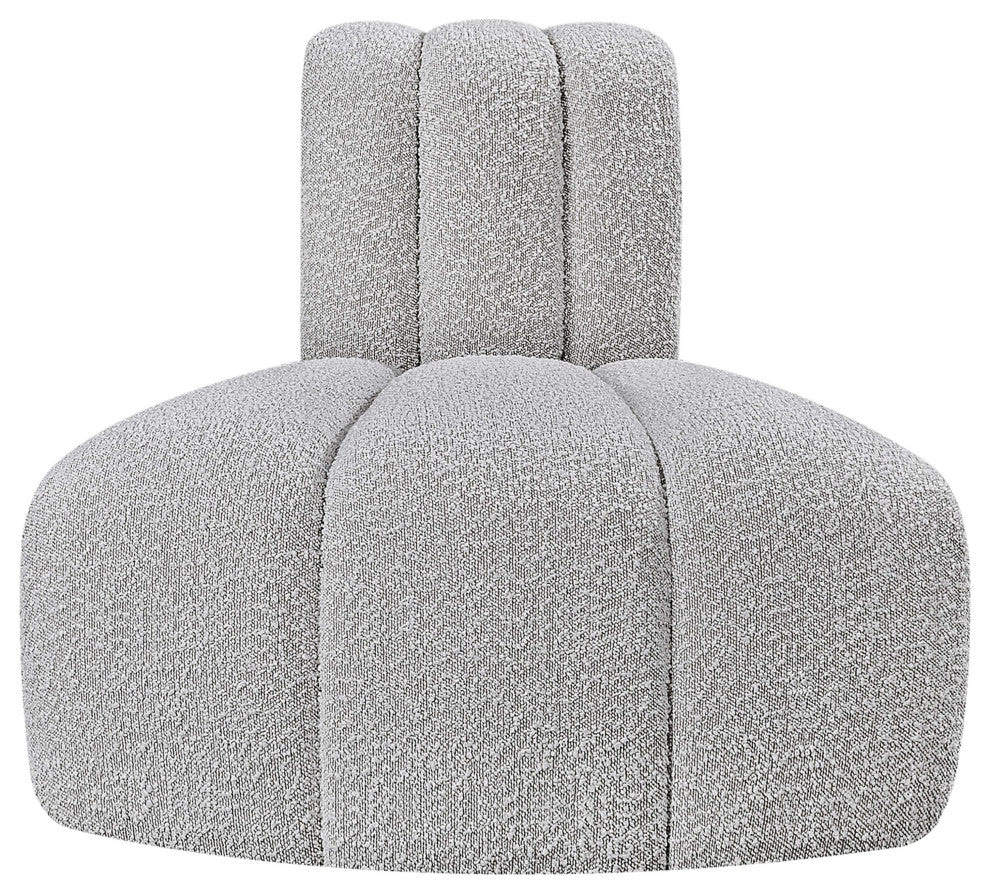 Arc Upholstered Modular Component, Grey, 1-Piece: Reverse Corner, Boucle Fabric
