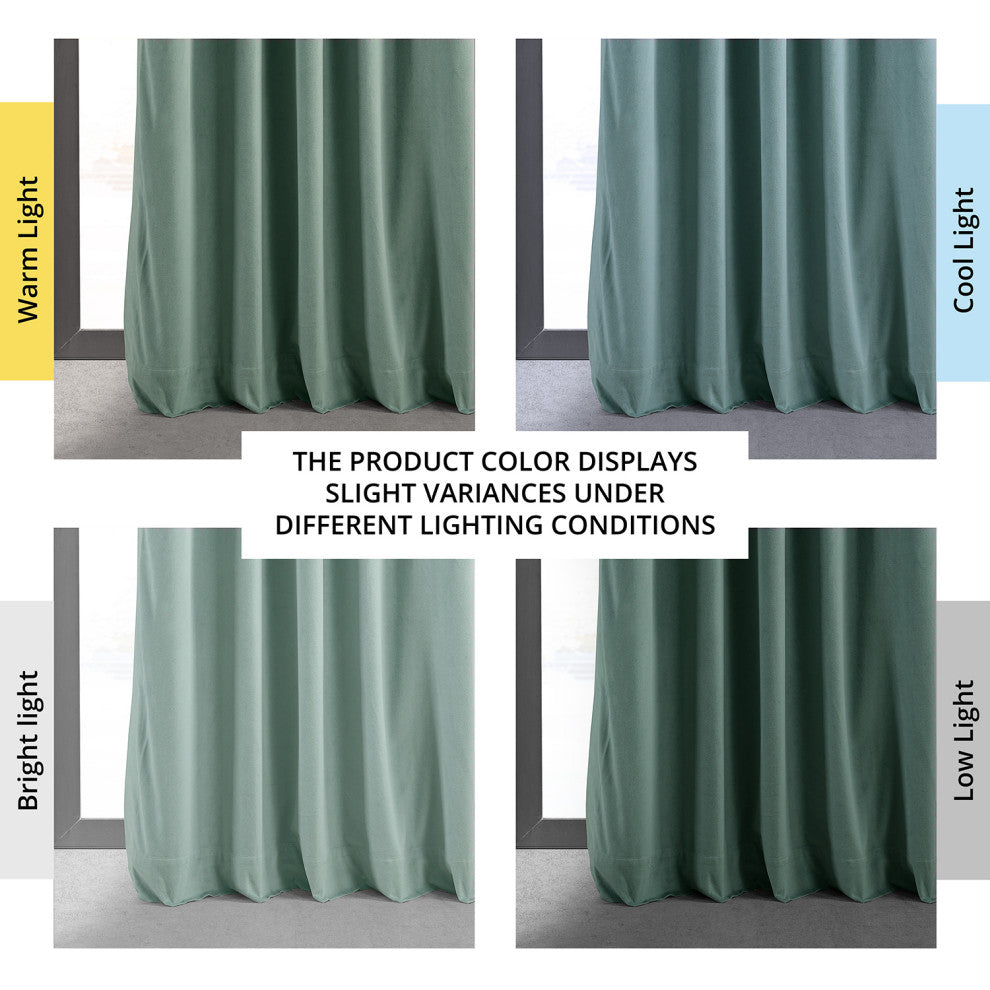 Signature Aqua Mist Blackout Velvet Curtain Single Panel, 50"x120"