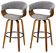 Set of 2 Mid-century Modern Walnut Swivel Bar Stool