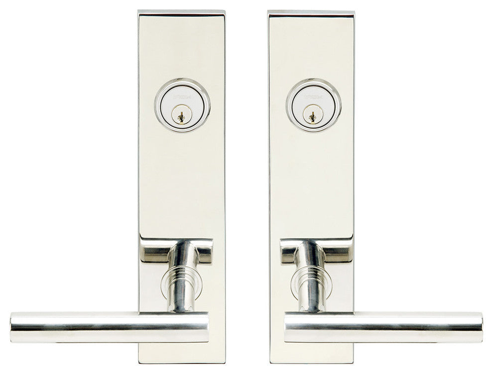 Copenhagen Lever, Tubular Entry, Double Cylinder, Polished Stainless Steel