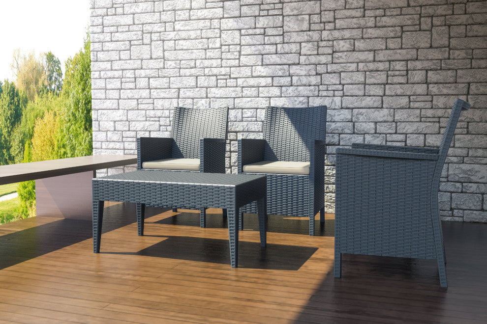 Miami Rectangle Resin Coffee Table, Dark Gray