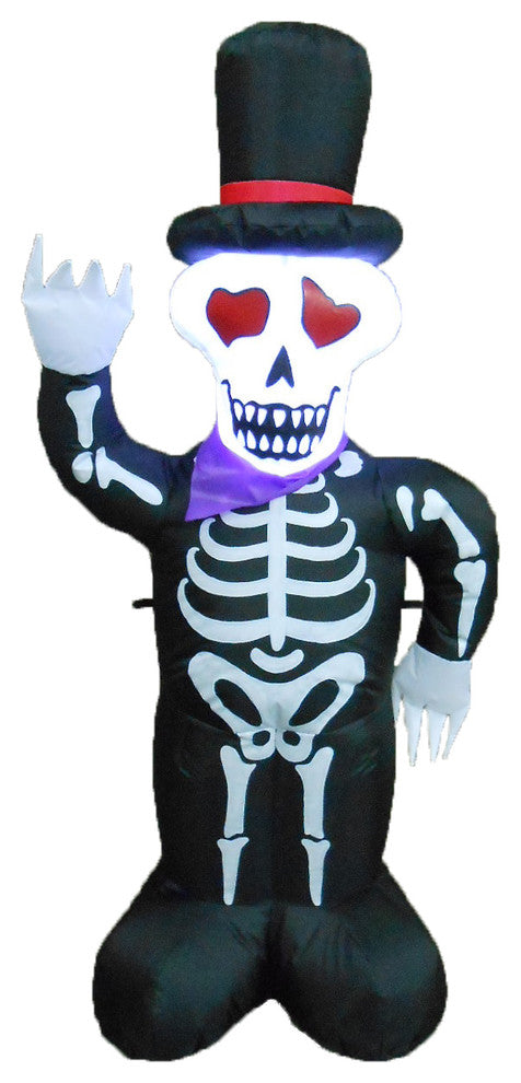 Halloween Inflatable Skeleton With Hat, 4'