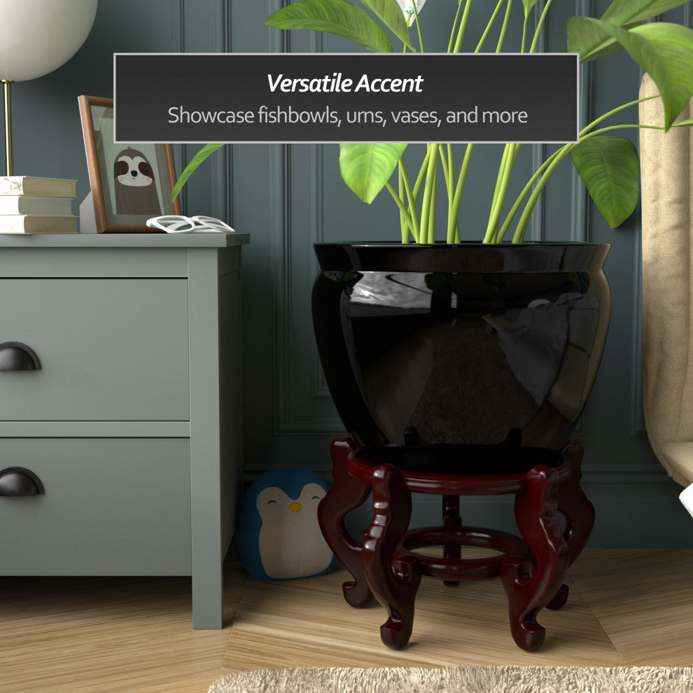 Rosewood Fishbowl Stand, Size 12.5" Base Diameter