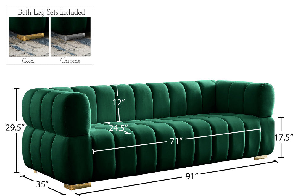 Gwen Velvet Upholstered Chair, Green, Sofa