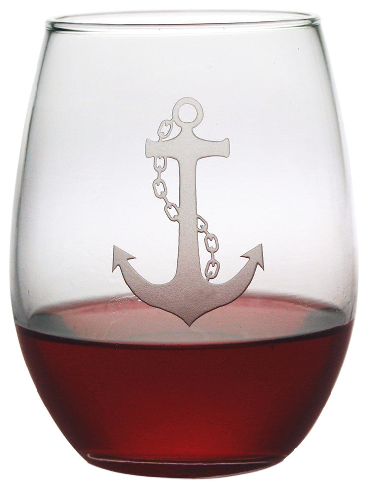 Anchor Stemless Wine Glasses, Set of 4