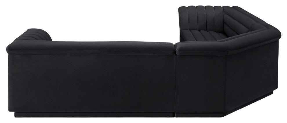 Cascade Upholstered Modular Sofa, Black, Velvet, Corner Sectional