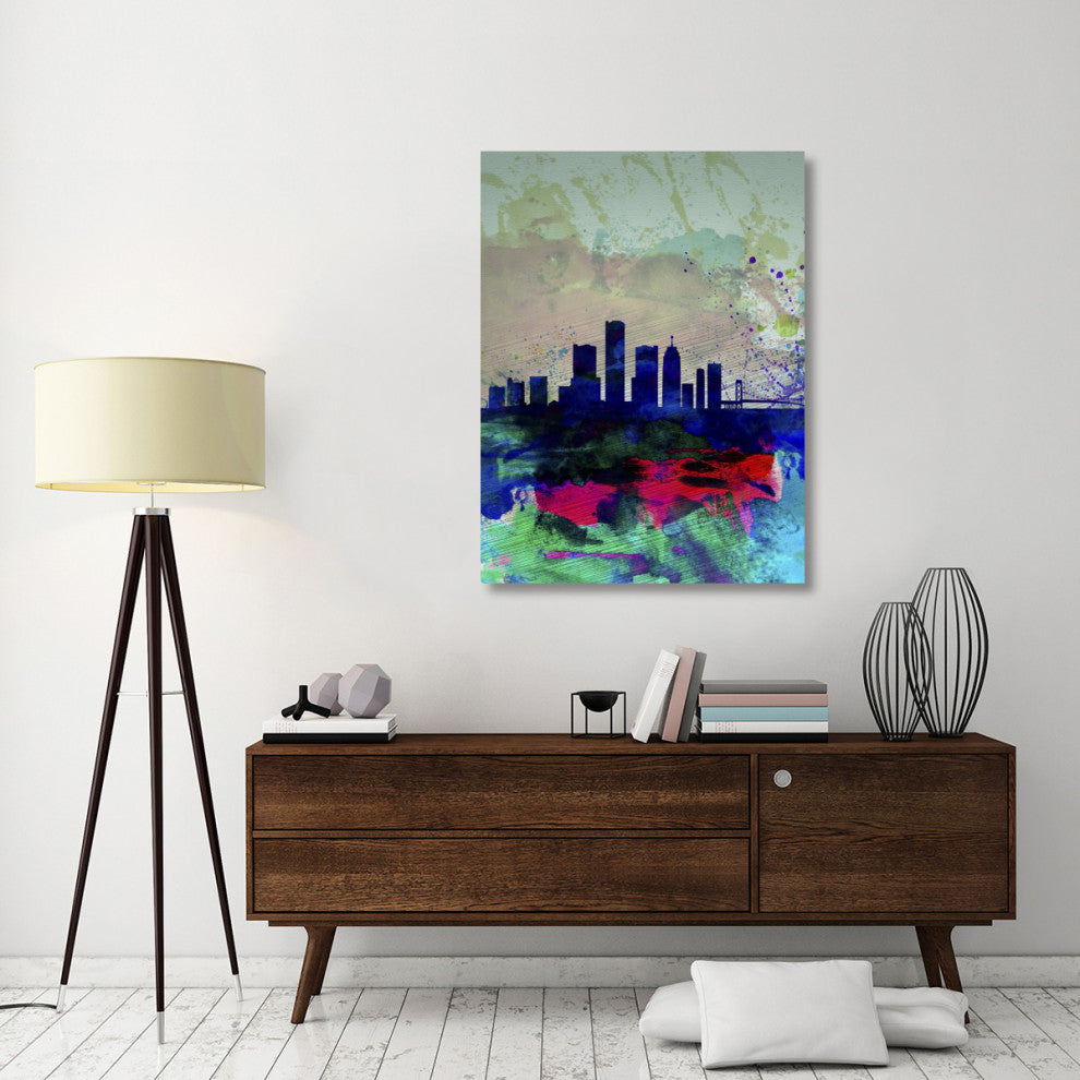 "Detroit Watercolor Skyline" Fine Art Print