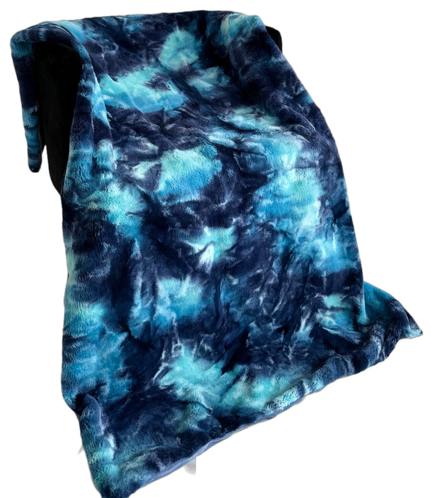 Plutus Blue Fureal Faux Fur Luxury Throw Blanket, 80"L x 90"W Twin XL