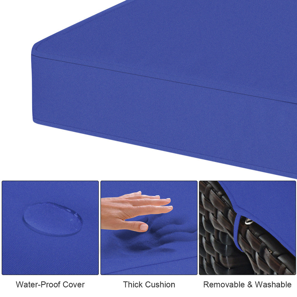 Costway 2PCS Patio Rattan Ottoman Cushioned Seat Coffee Table Furniture Garden