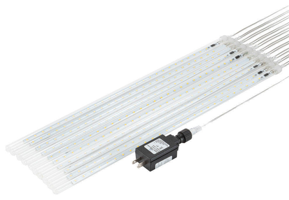 135"L Hanging Icicle Outdoor Lights with Chasing Warm White LED Lights