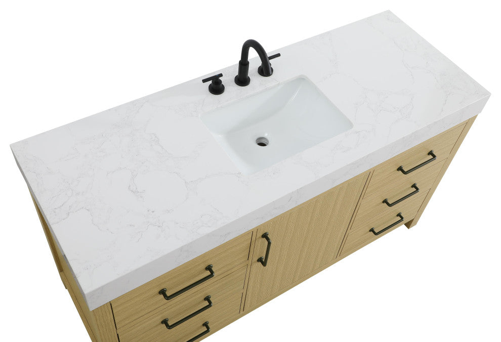 Home Living 60" Single Bathroom Vanity, Honey Brown