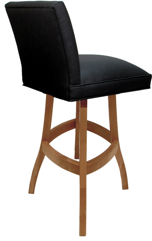Swivel Wood Counter, Bar or Extra Tall Stool - Sommerville on S-Base, Black Vinyl - Honey, 26"