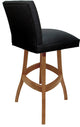 Swivel Wood Counter, Bar or Extra Tall Stool - Sommerville on S-Base, Black Vinyl - Honey, 26"