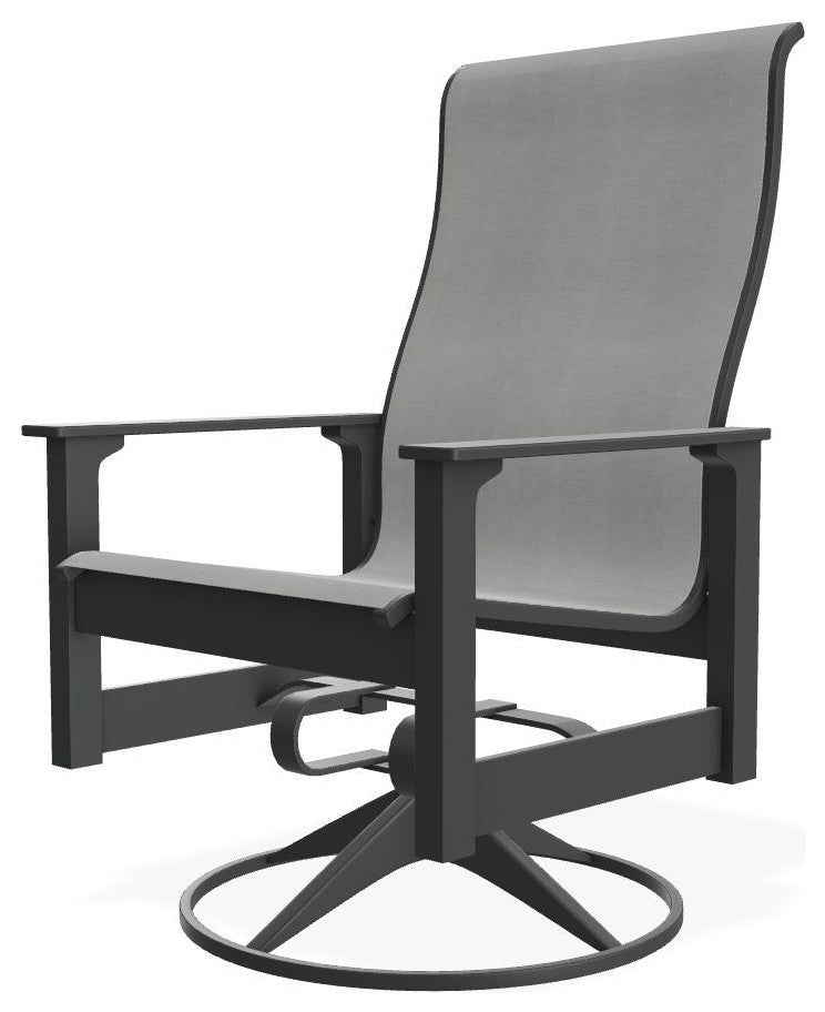 Leeward Sling Outdoor Swivel Rocker, Alloy/Graphite