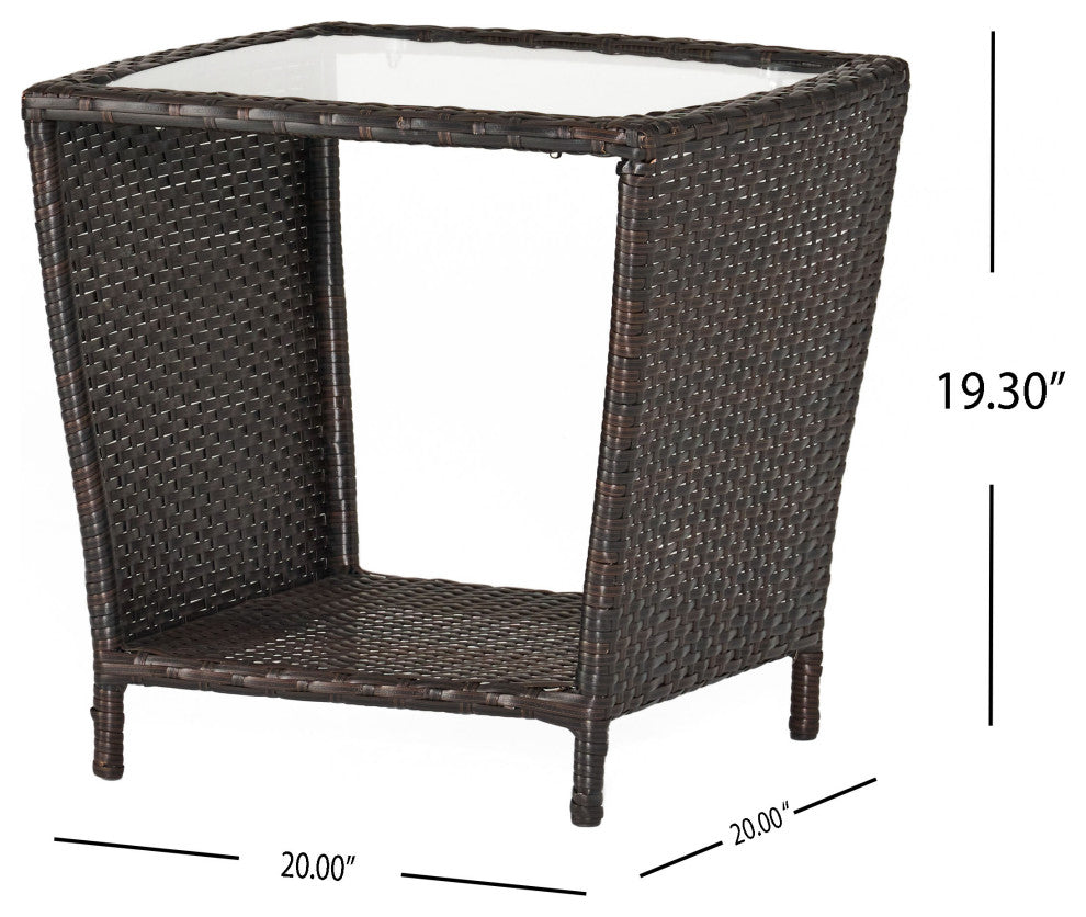 GDF Studio Easton Outdoor Wicker Accent Table, Brown