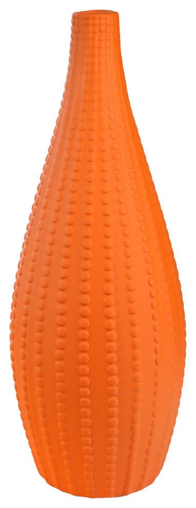 Round Ceramic Vase Matte Orange Finish