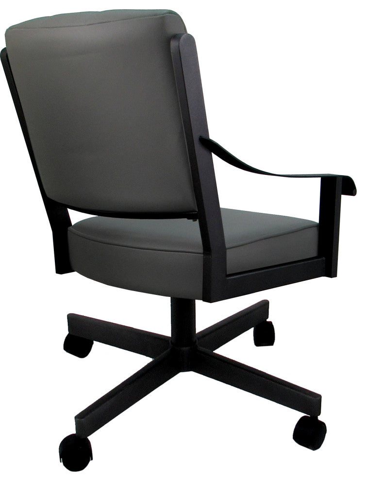 Leather Memphis Dining Caster Chair Swivel Tilt with Wheels, Gray Leather on Black