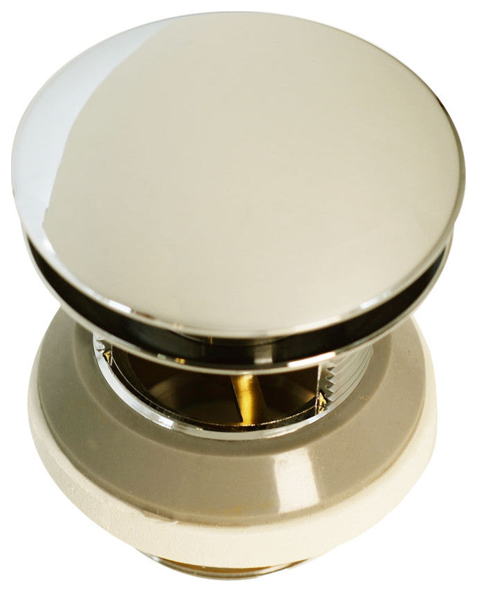 1-1/2" NPSM Tip-Toe Bathtub Drain with Illusionary No-Hole Faceplate, Polished Nickel
