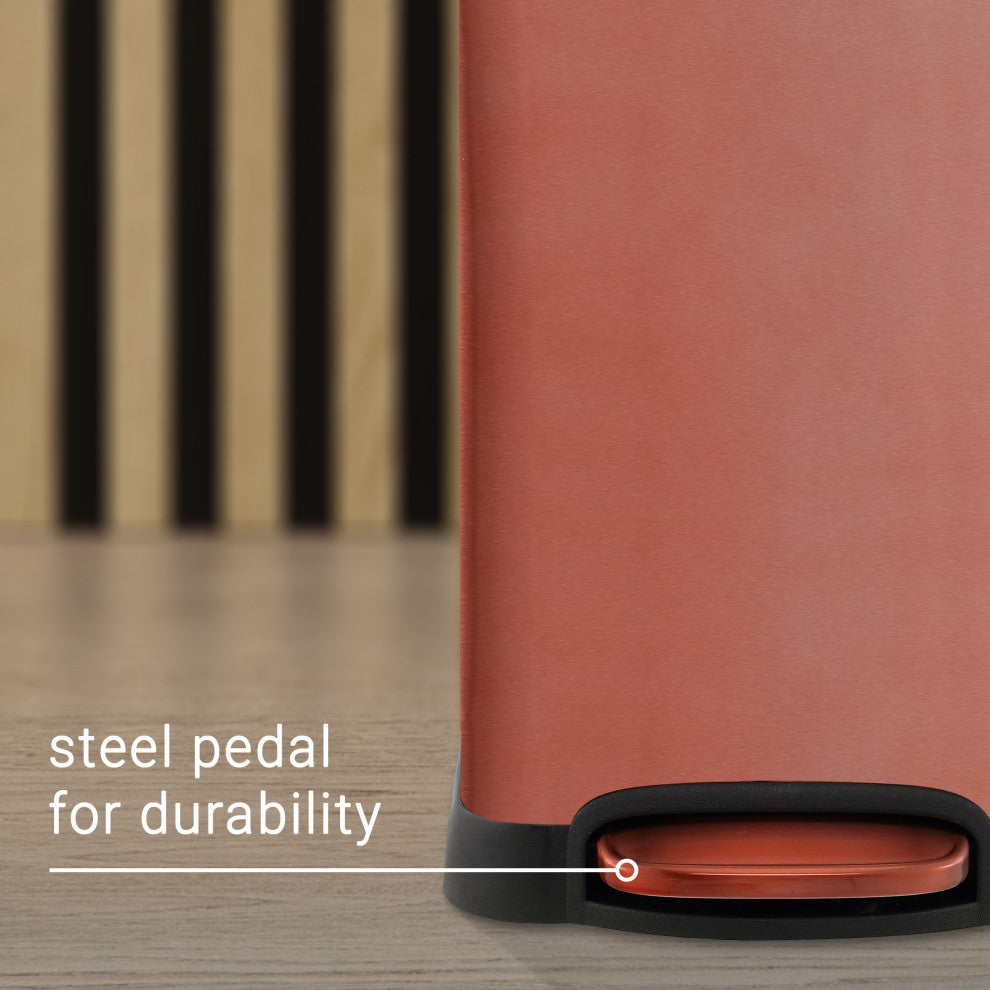 Betty Retro Mini 3.2-Gallon Step-Open Trash Can, Rose Gold