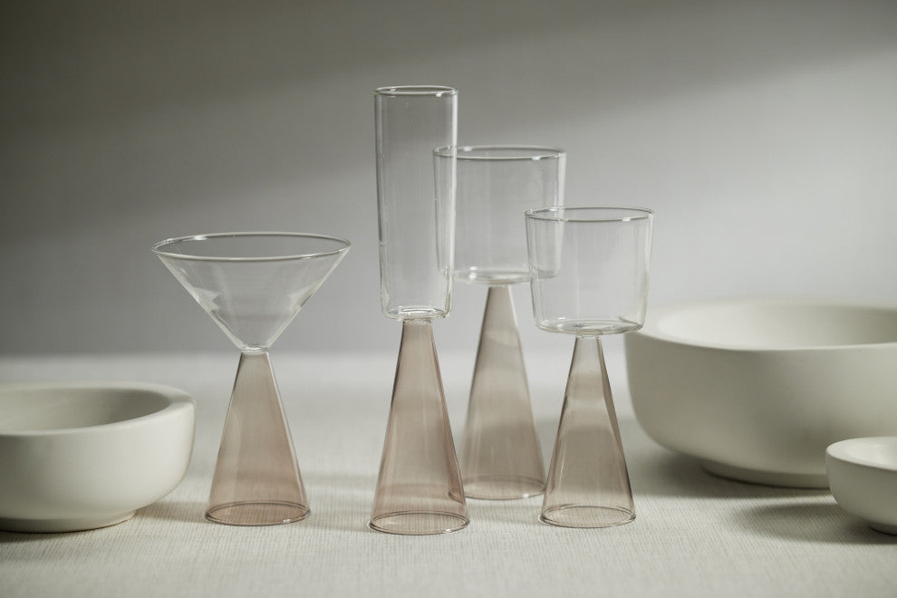Viterbo Champagne Flutes, Set of 4, Smoke