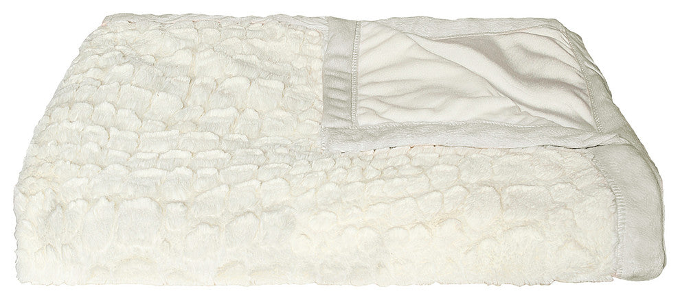 50"x70" Faux Fur Throw, Ivory Mink