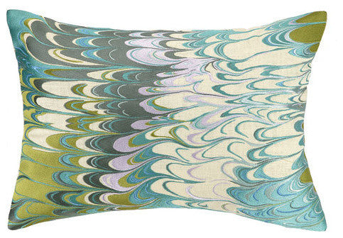 Marbled Madness Lilac And Lime Embroidered Decorative Pillow