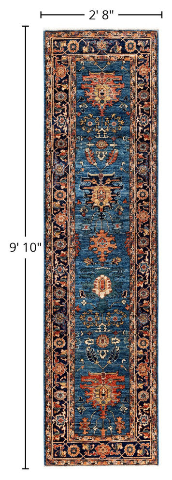 Serapi One-of-a-Kind Hand-Knotted Area Rug Light Blue, 2'8" x 9'10"