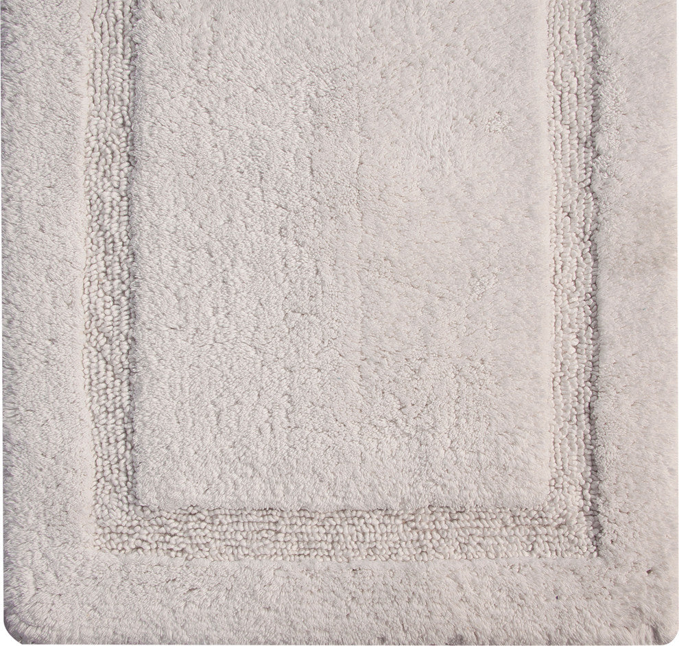 Bath Rug Cotton Solid Color Regency Pattern, White, 34"x21"