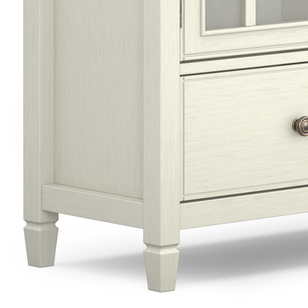 Connaught Solid Wood Tall Storage Cabinet, Antique White